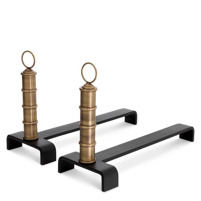 Andiron Vauxbons vintage brass finish set of 2