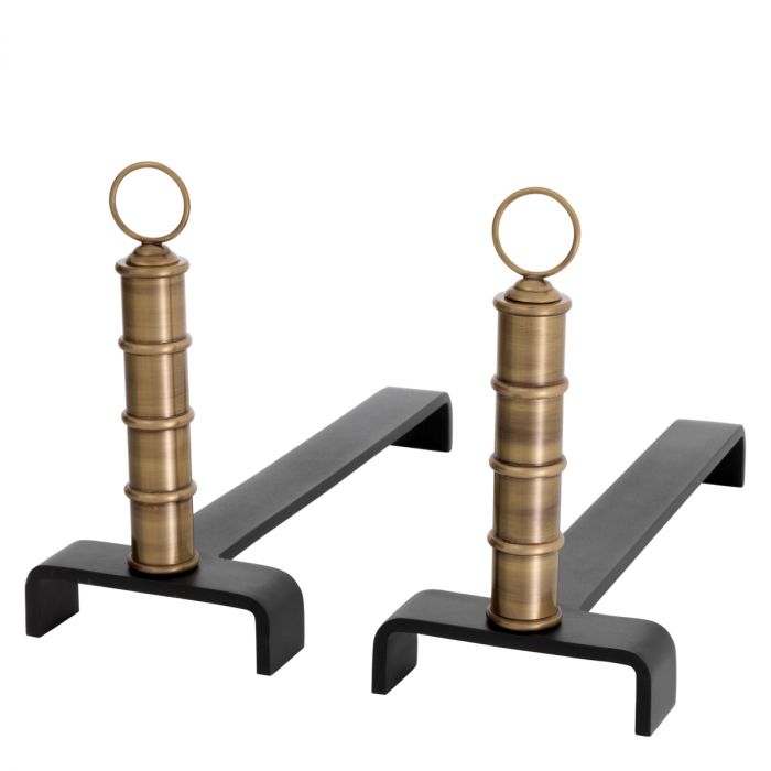 Andiron Vauxbons vintage brass finish set of 2