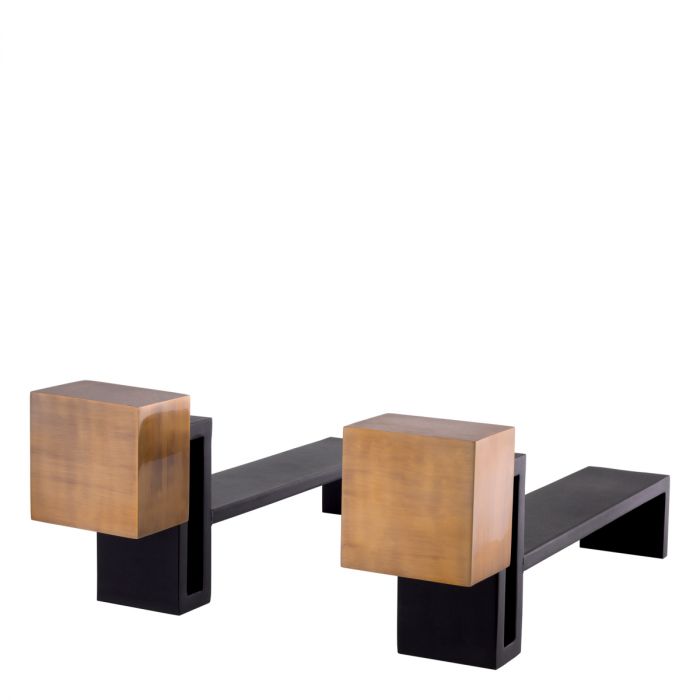 Andiron Chitry vintage brass finish set of 2