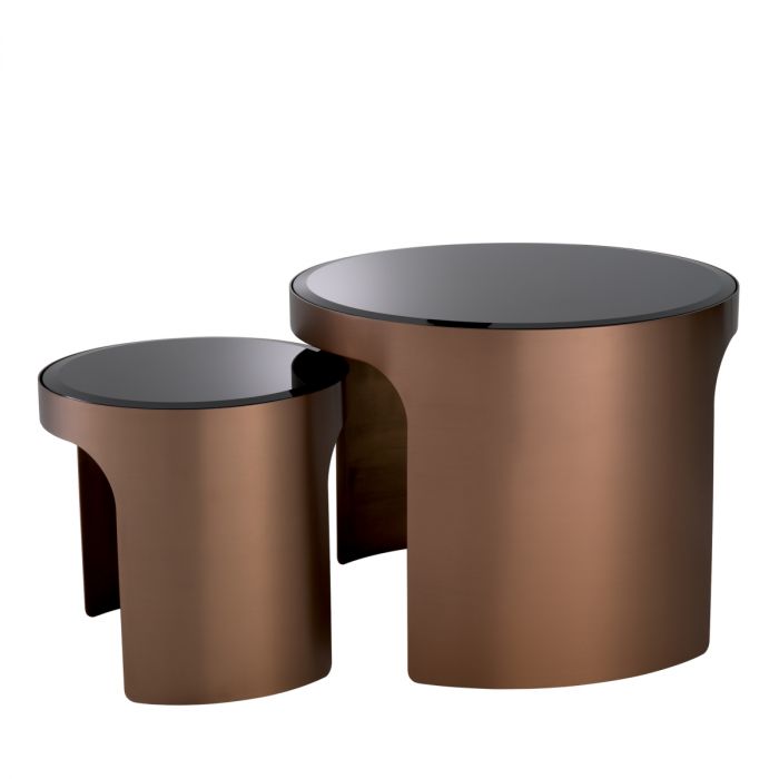 Side Table Piemonte brushed copper finish set of 2