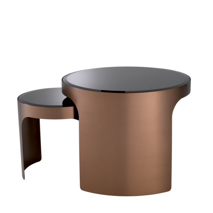 Side Table Piemonte brushed copper finish set of 2