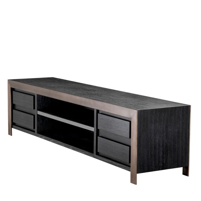 TV Cabinet Talbot charcoal grey oak ven med bronze