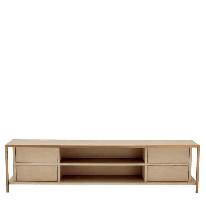 TV Cabinet Wilmot washed oak veneer brushed brass finish