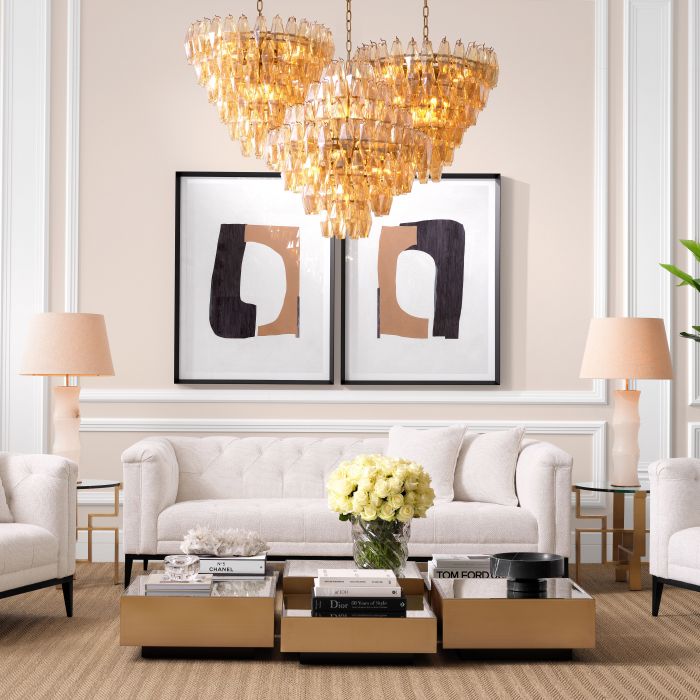 Chandelier Benini L antique brass finish