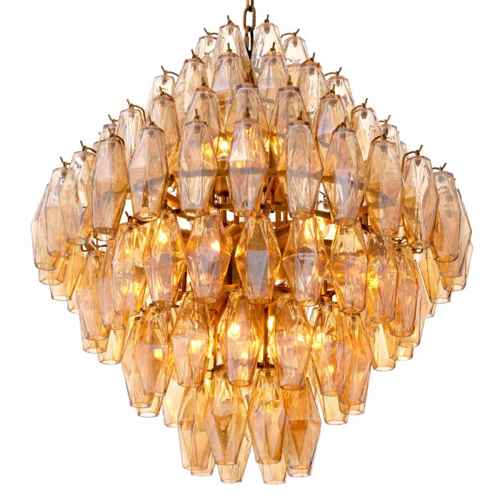 Chandelier Benini L antique brass finish