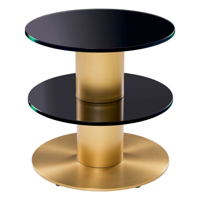 Side Table Dorado brushed brass finish black glass