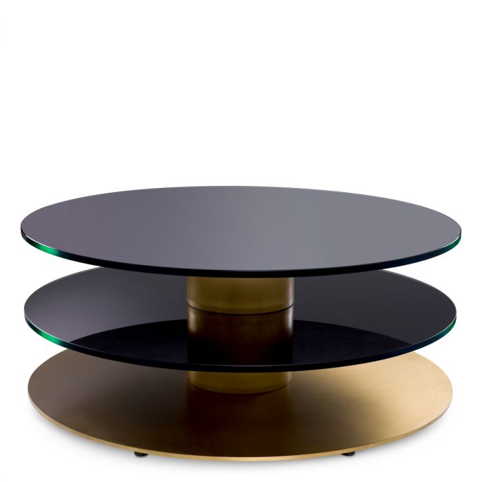 Coffee Table Dorado brushed brass finish black glass