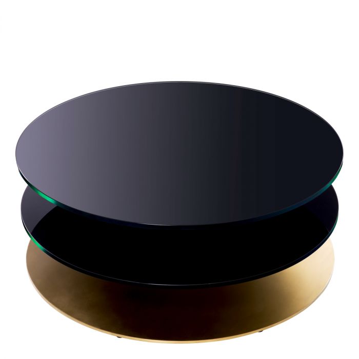 Coffee Table Dorado brushed brass finish black glass