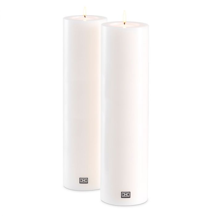 Artificial Candle ø 12 x H. 45 cm white set of 2