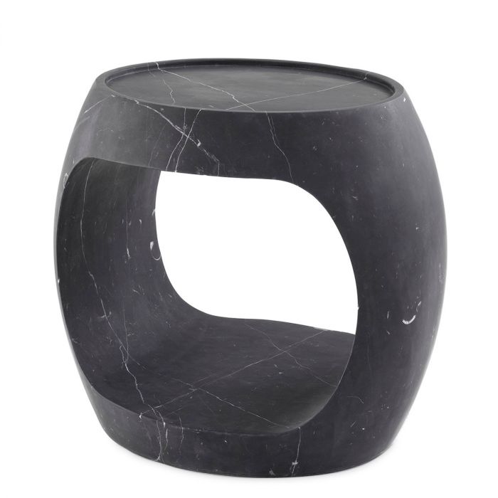 Side Table Clipper low honed black marble