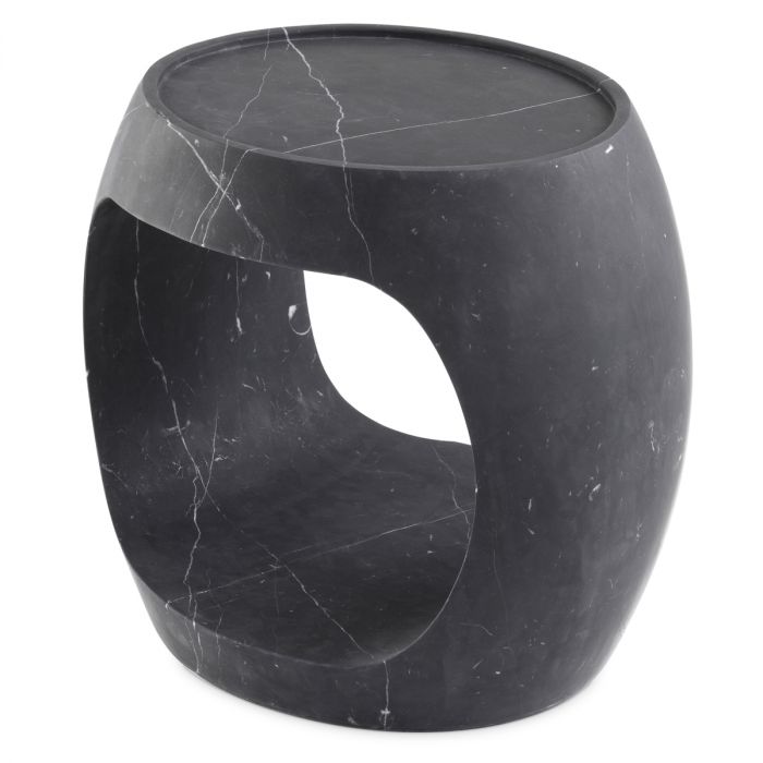 Side Table Clipper low honed black marble