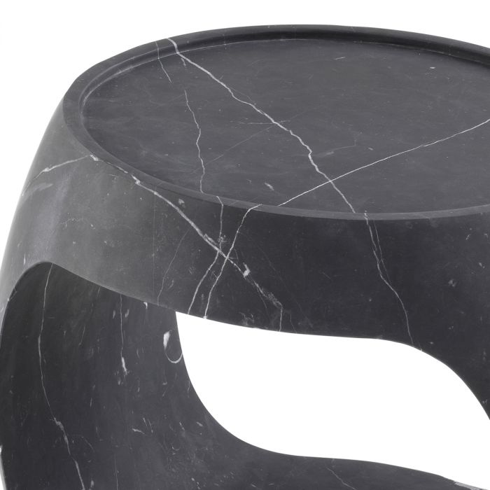 Side Table Clipper low honed black marble
