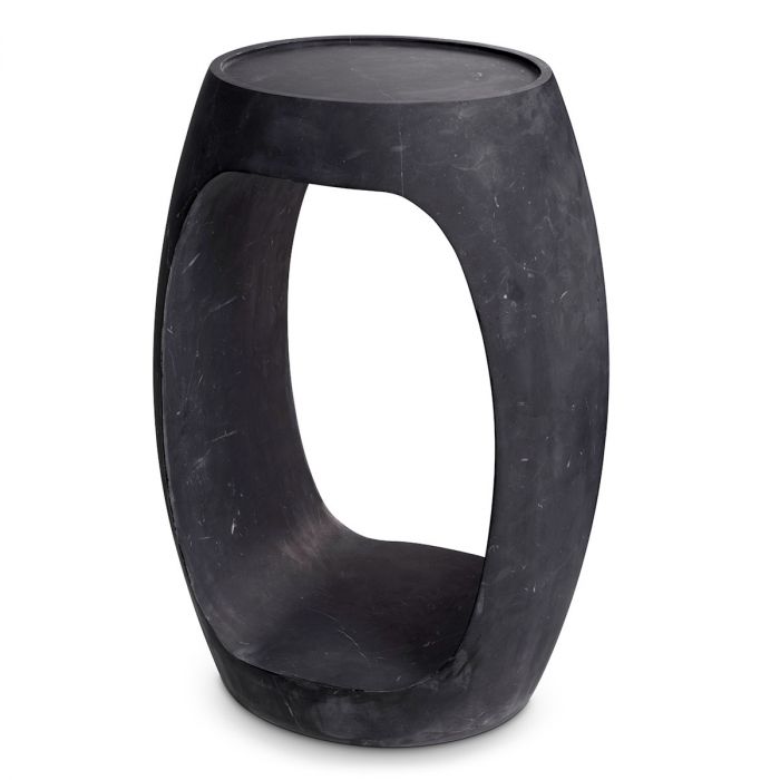 Side Table Clipper high honed black marble