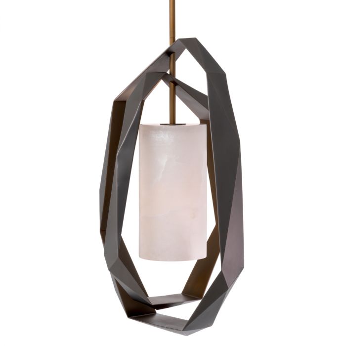Chandelier Santos Double gunmetal finish incl alabaster