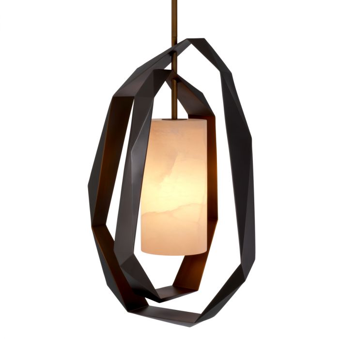 Chandelier Santos Double gunmetal finish incl alabaster
