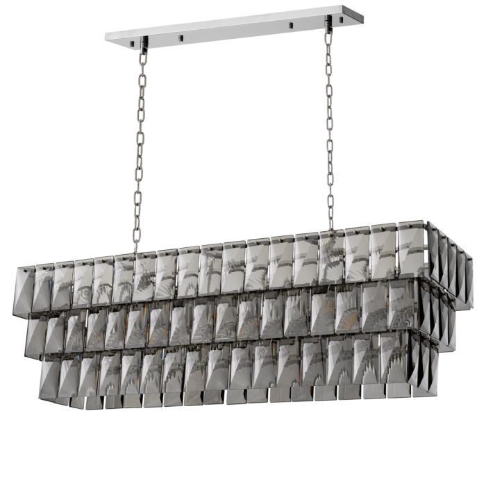 Chandelier Amazone rectangular incl smoke crystal glass