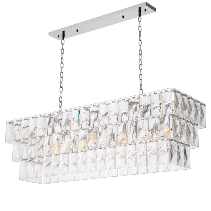 Chandelier Amazone rectangular incl clear crystal glass
