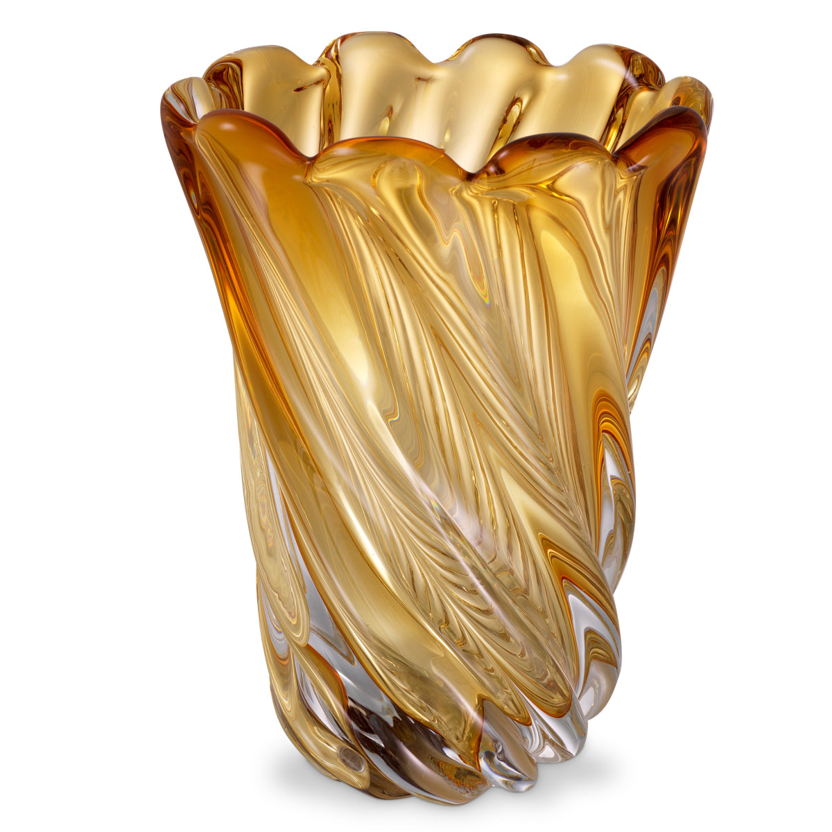 Yellow Swirling Glass Vase S Contessa | Eichholtzmh.com