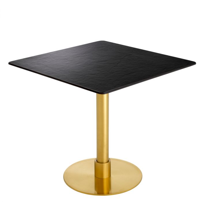 Dining Table Terzo Square brushed brass finish