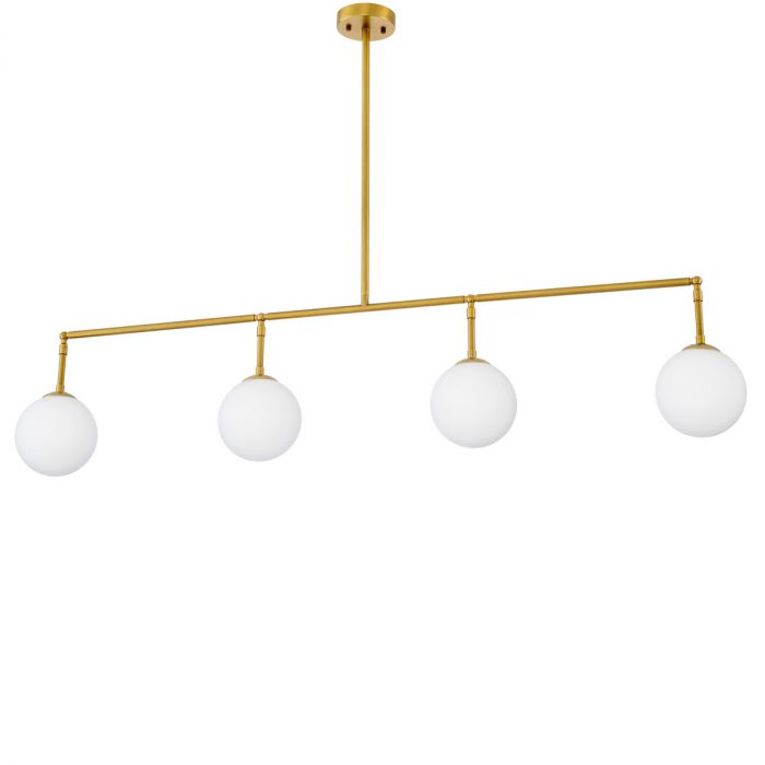 Chandelier Tara antique brass finish white glass