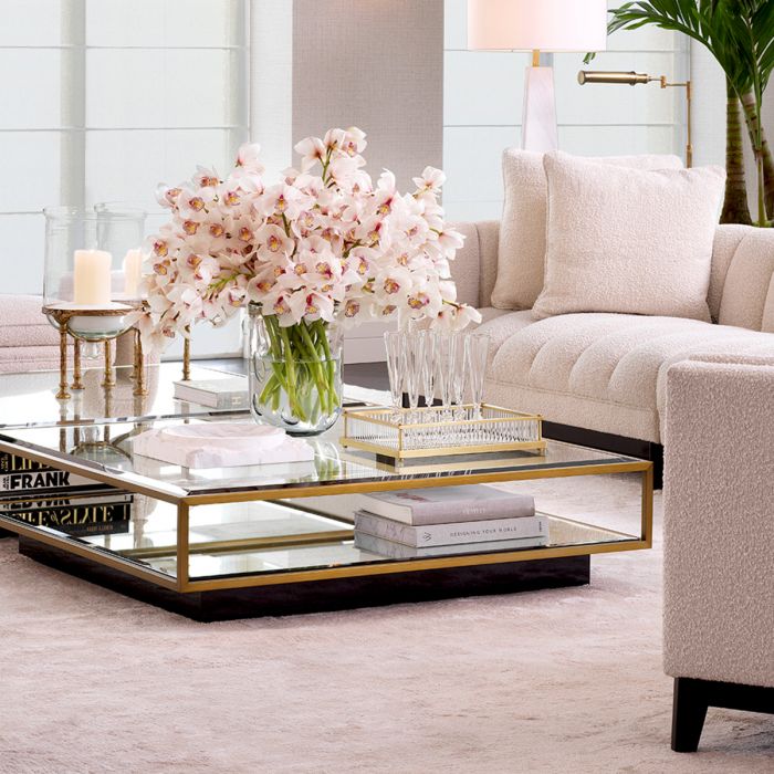 Tray Cora rectangular antique brass finish