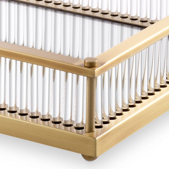 Tray Cora rectangular antique brass finish
