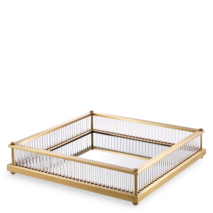 Tray Cora square antique brass finish