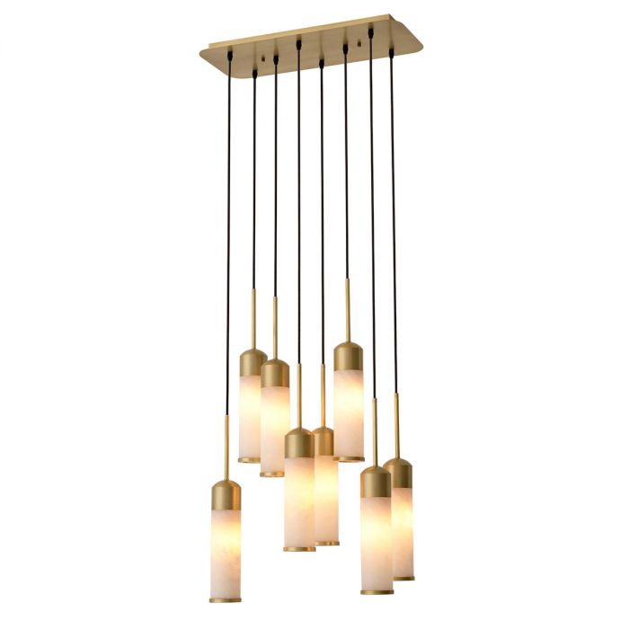 Chandelier Eos antique brass finish alabaster