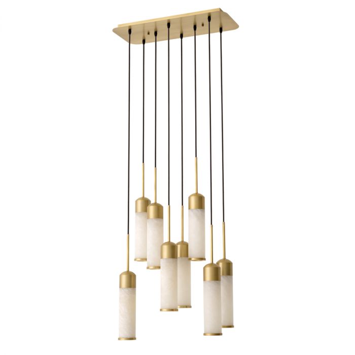 Chandelier Eos antique brass finish alabaster