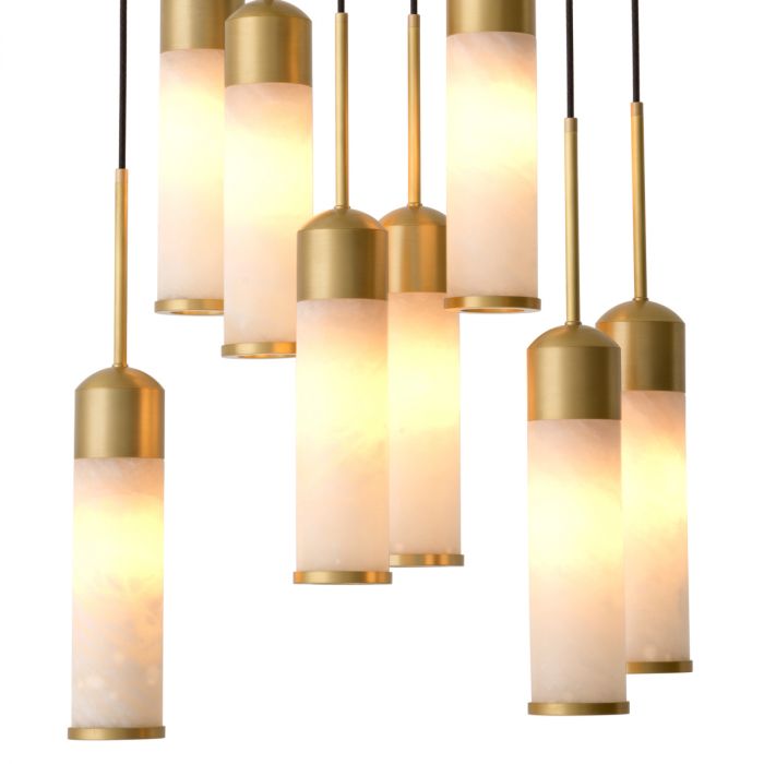 Chandelier Eos antique brass finish alabaster