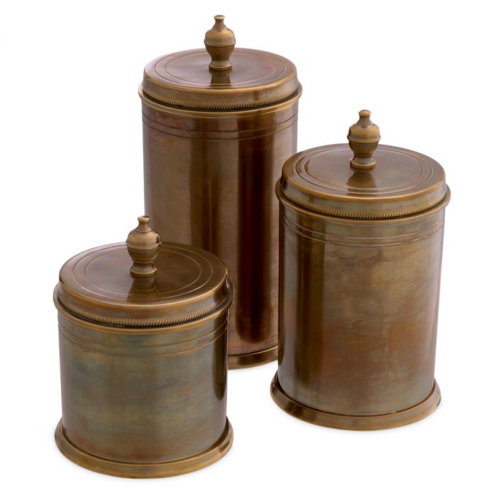 Box Gaston vintage brass finish set of 3