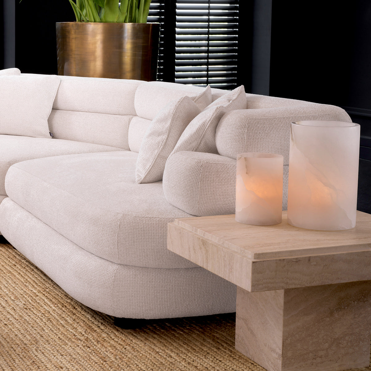 Cylindrical Alabaster Candle Holder Mercer | Eichholtzmh.com