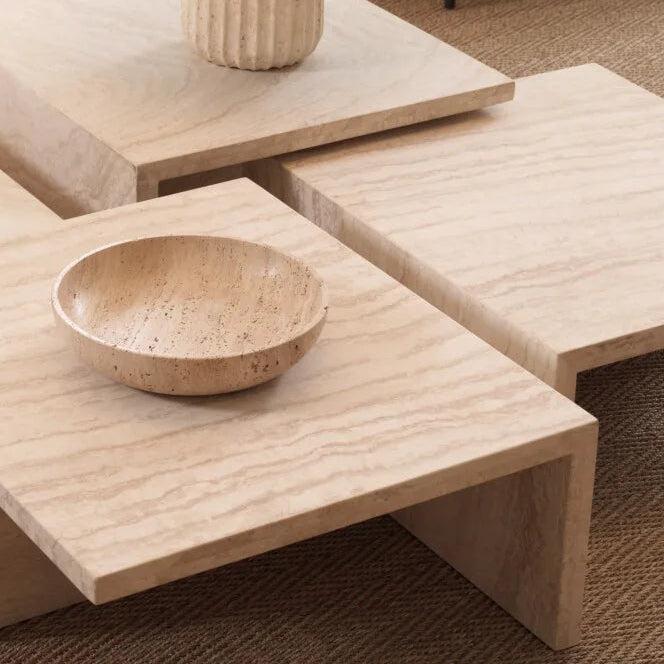 Minimalist Travertine Coffee Table Amara | Eichholtzmh.com