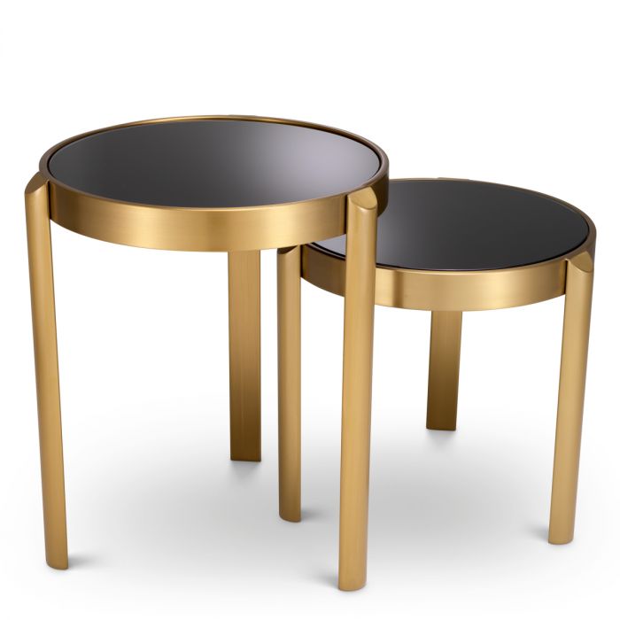 Side Table Buena brushed brass finish set of 2