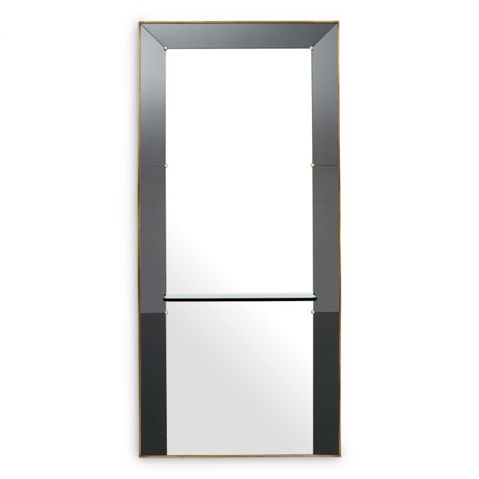 Mirror Bellana antique brass finish smoke glass