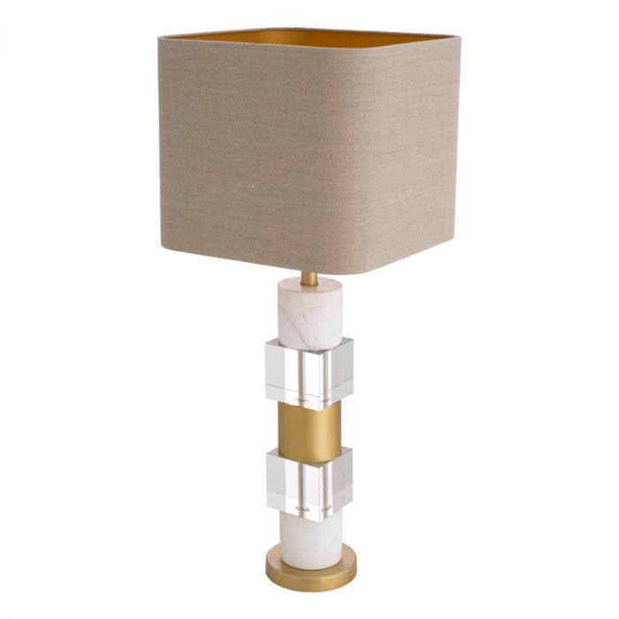 Table Lamp Cullingham white marble incl shade