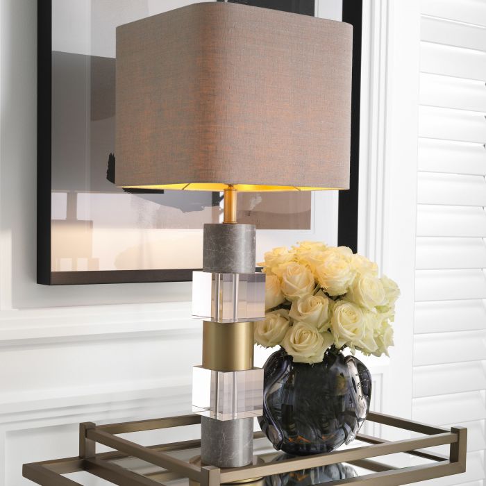 Table Lamp Cullingham grey marble incl shade