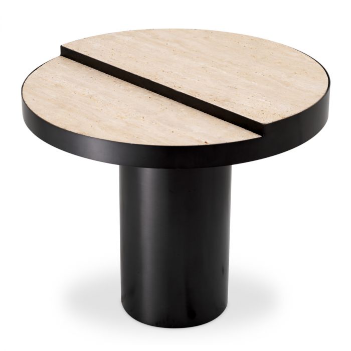 Side Table Excelsior bronze finish travertine