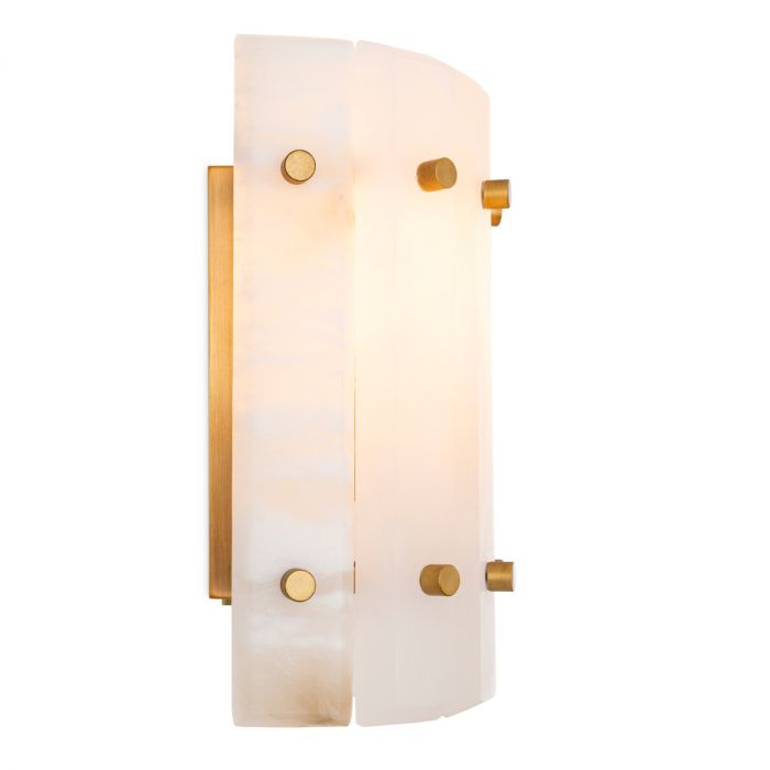Wall Lamp Blason Single antique brass finish alabaster