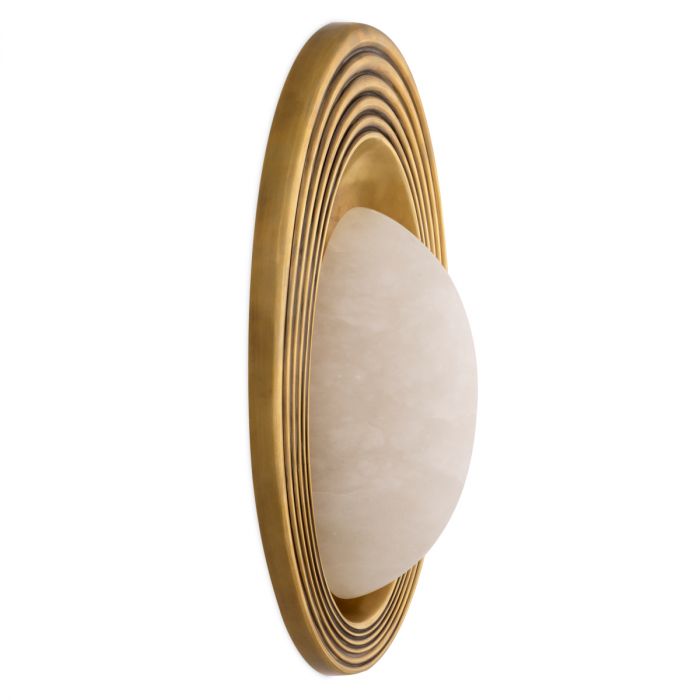 Wall Lamp Savono vintage brass finish alabaster