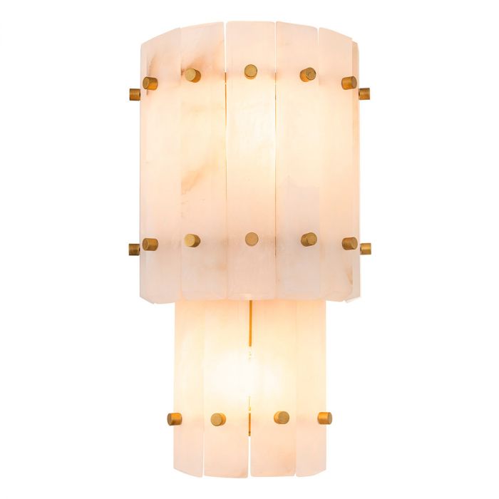 Wall Lamp Blason Double antique brass finish alabaster