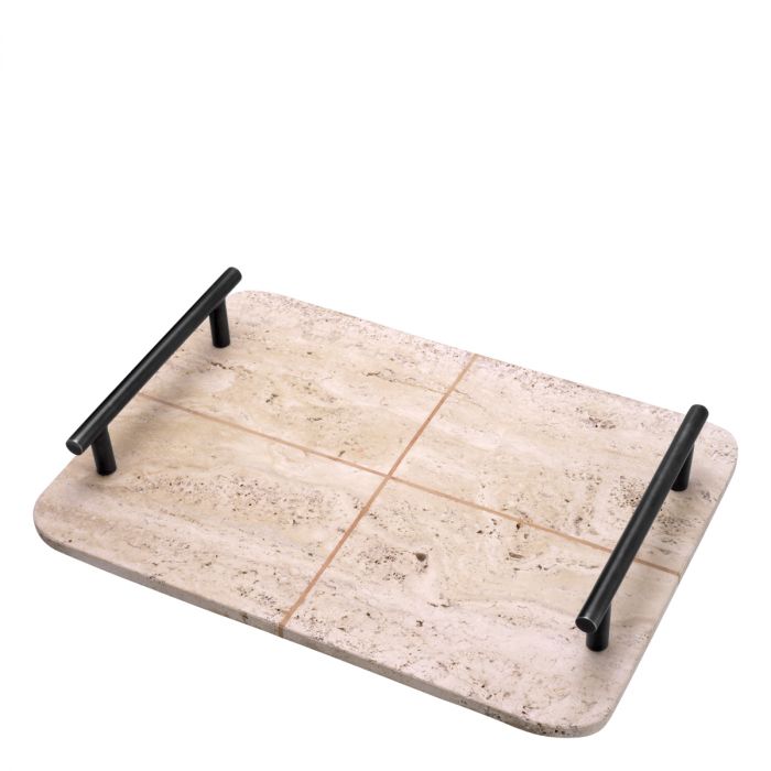 Tray Ugo travertine bronze highlight finish