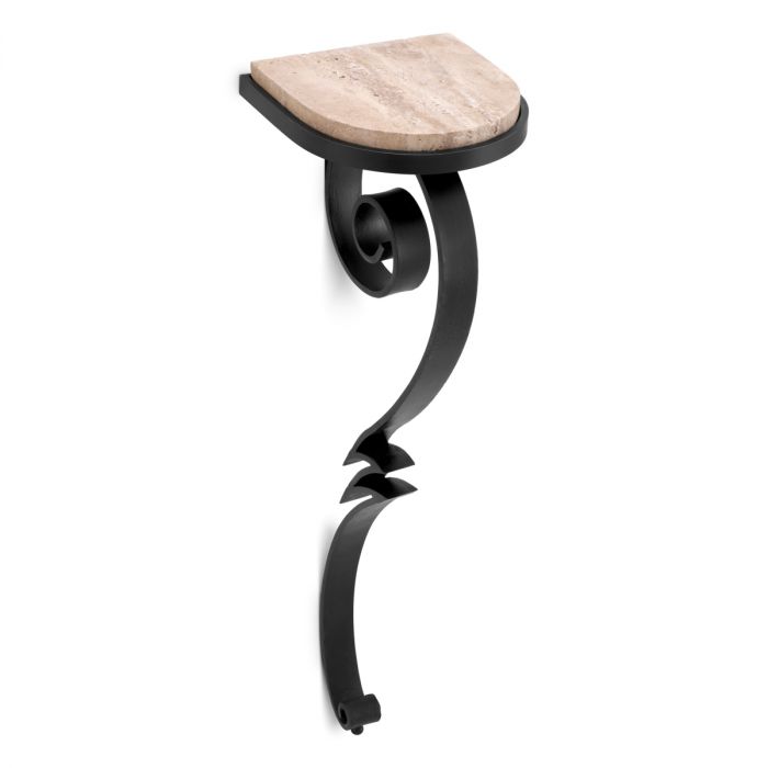 Wall Console Ophira gunmetal finish travertine