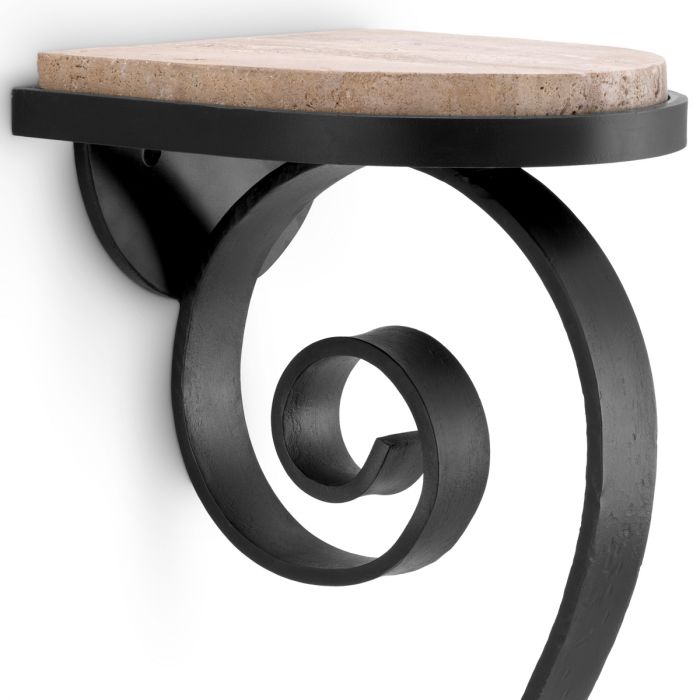 Wall Console Ophira gunmetal finish travertine