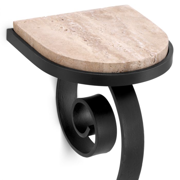 Wall Console Ophira gunmetal finish travertine