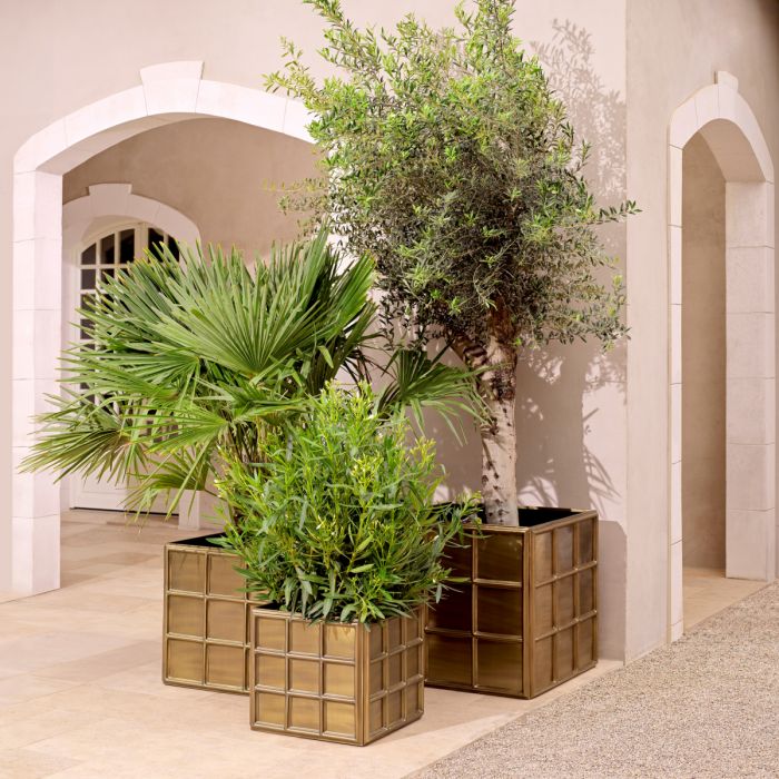 Planter Grid S vintage brass finish