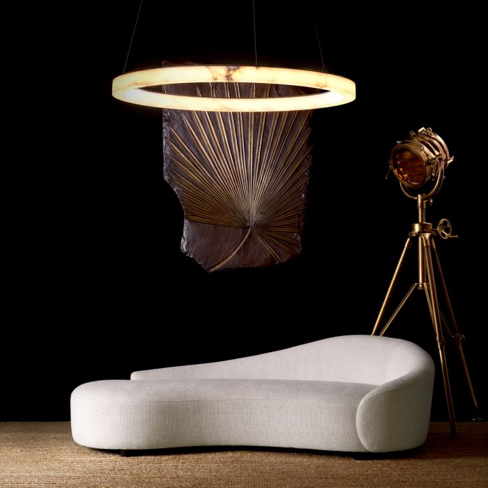 Chandelier Sankt Gallen L bronze highlight finish alabaster