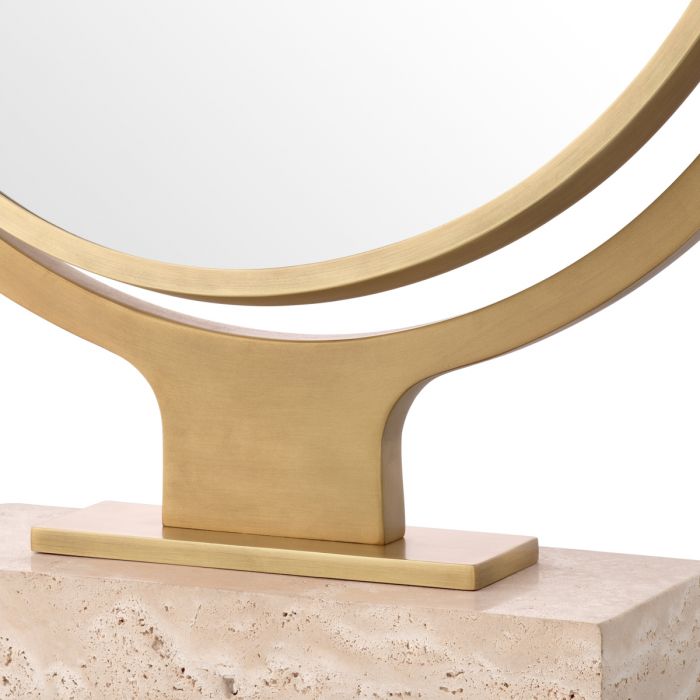 Table Mirror Briançon travertine antique brass finish