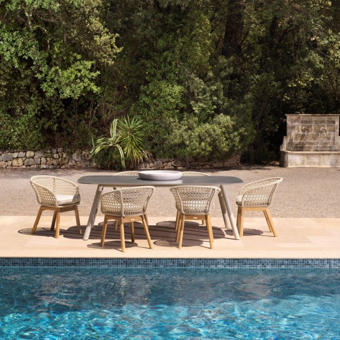 Outdoor Dining Table Nassau S light grey ceramic