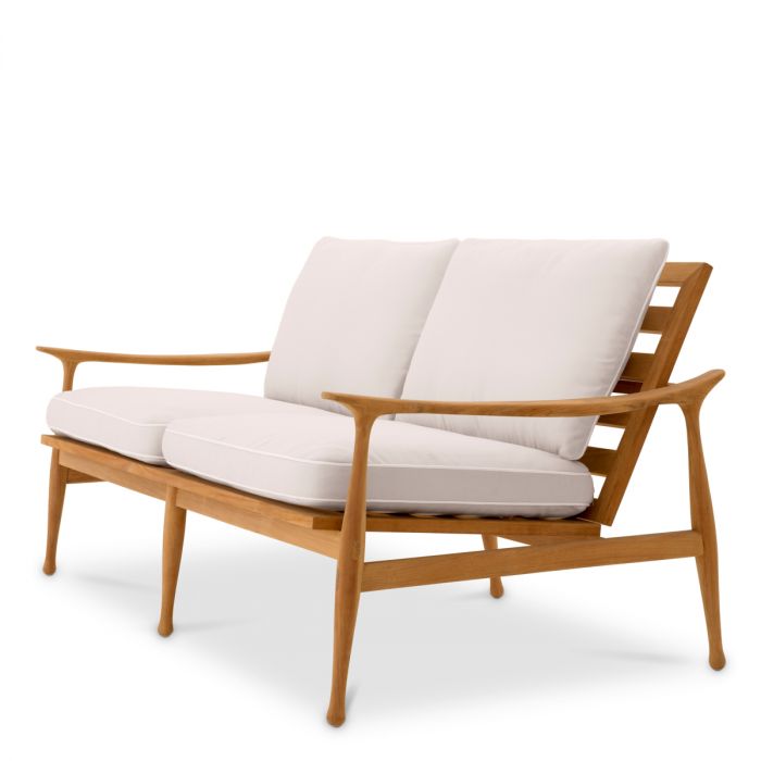 Outdoor Sofa Manzo natural teak flores off-white incl cushions